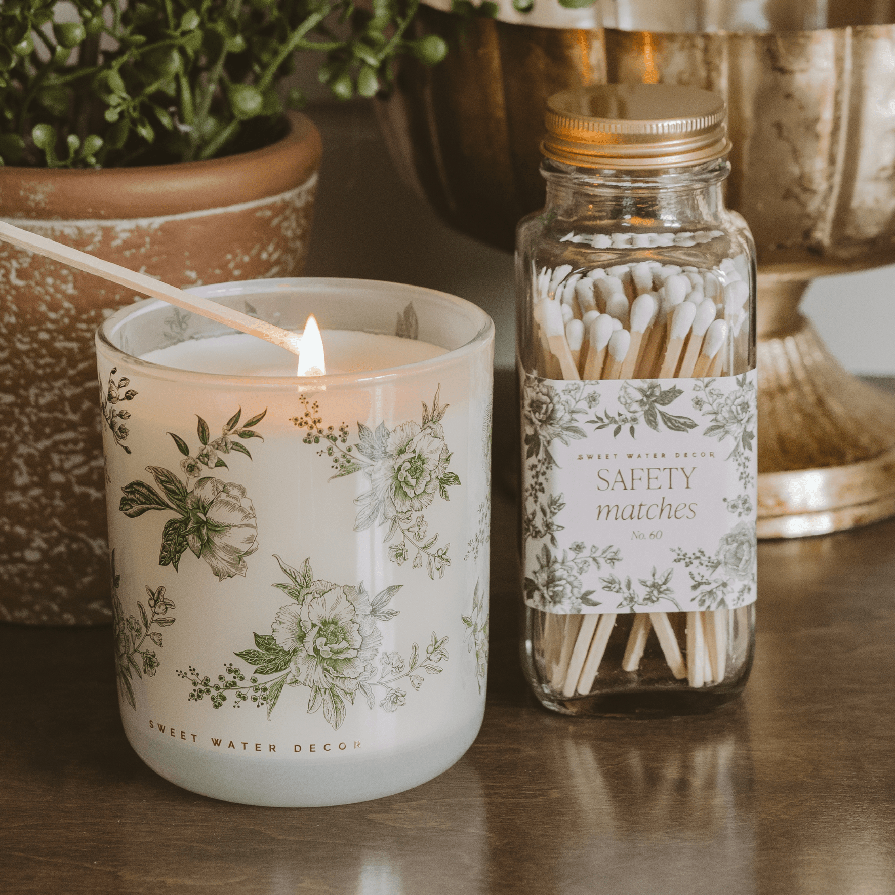 Green Delft Tinted Glass Jar Candle