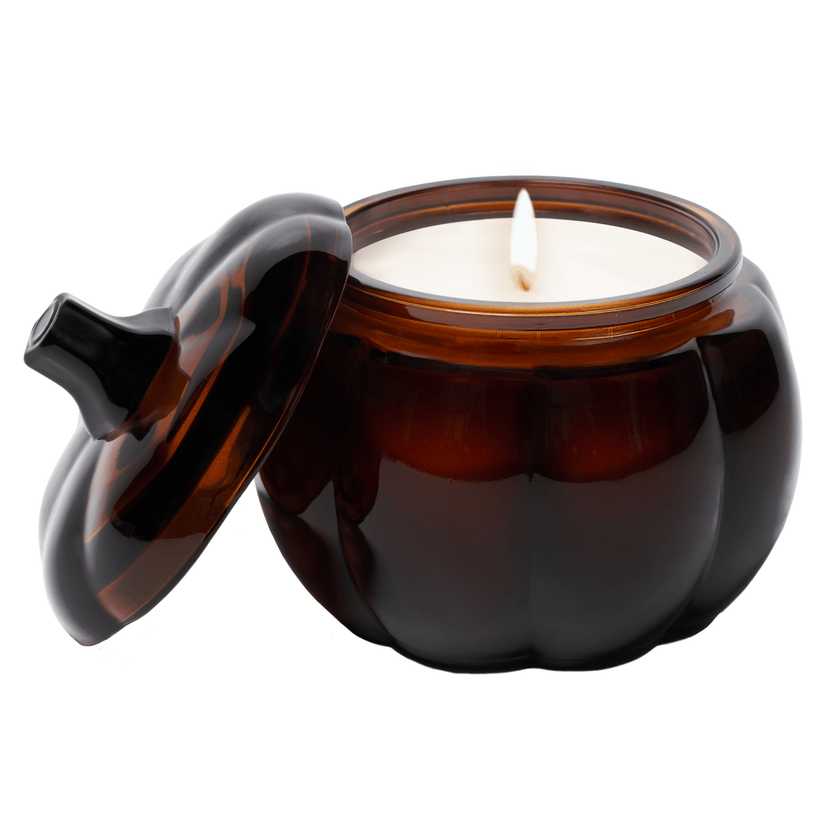 Hello Fall Amber Glass Pumpkin Jar Candle