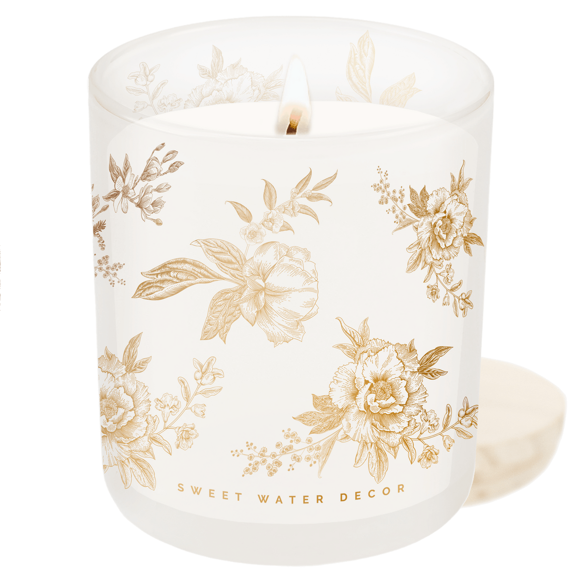 Gold Floral Translucent Tinted Glass Jar Candle