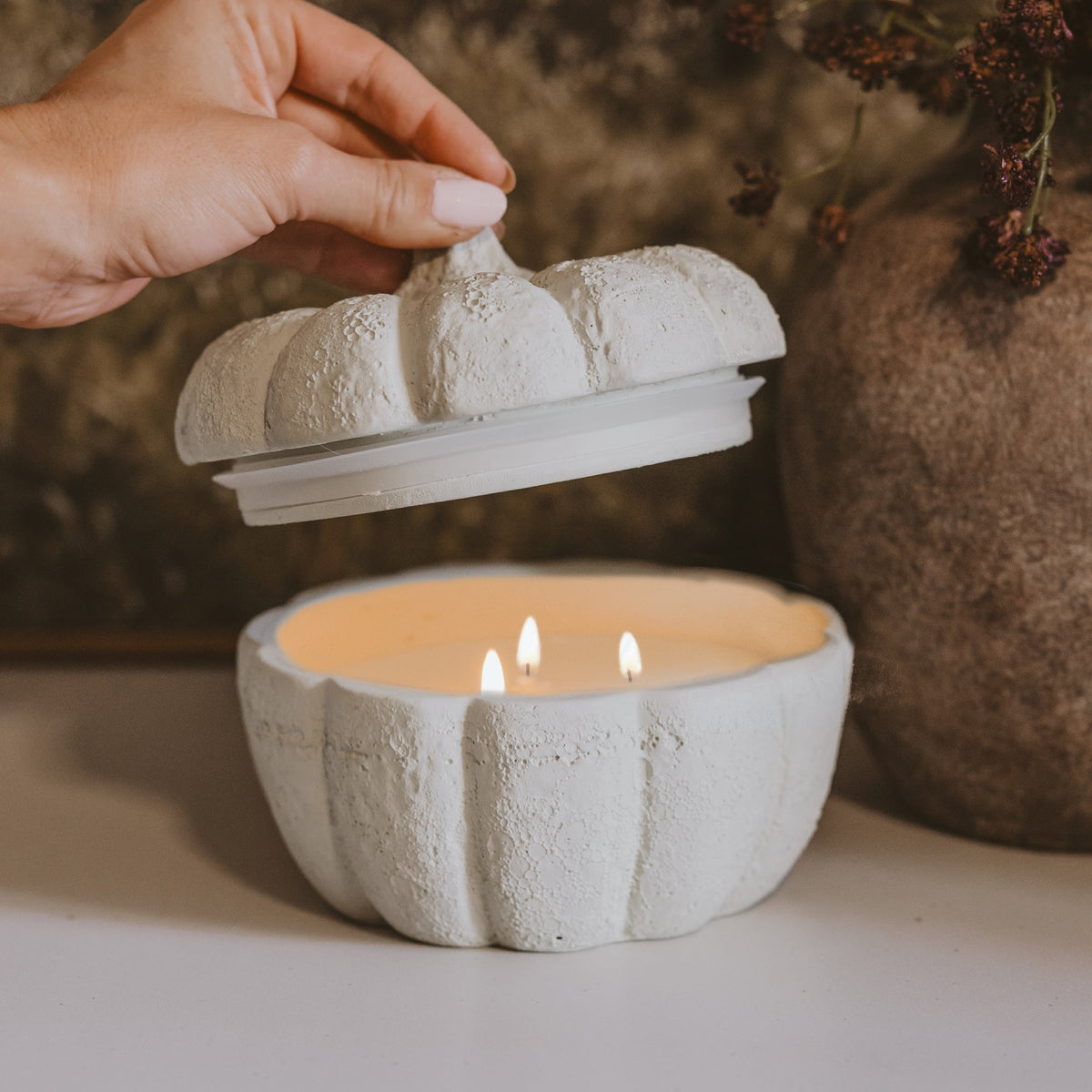 Cashmere & Vanilla Cement Pumpkin Jar Candle