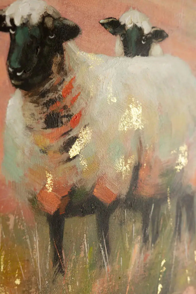 Framed Sheep Painting