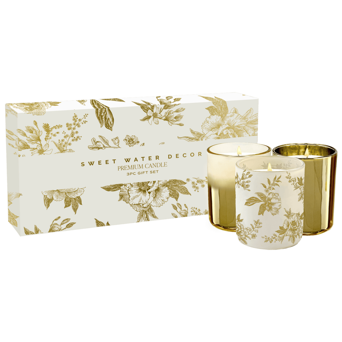 Floral Gold Candle Gift Box Set