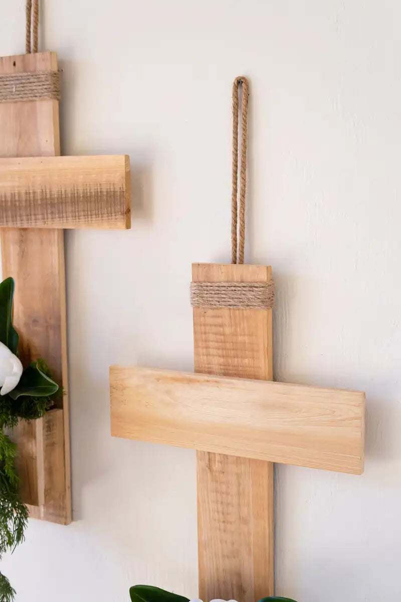 Recycled Pine Cross Wall Planter Set