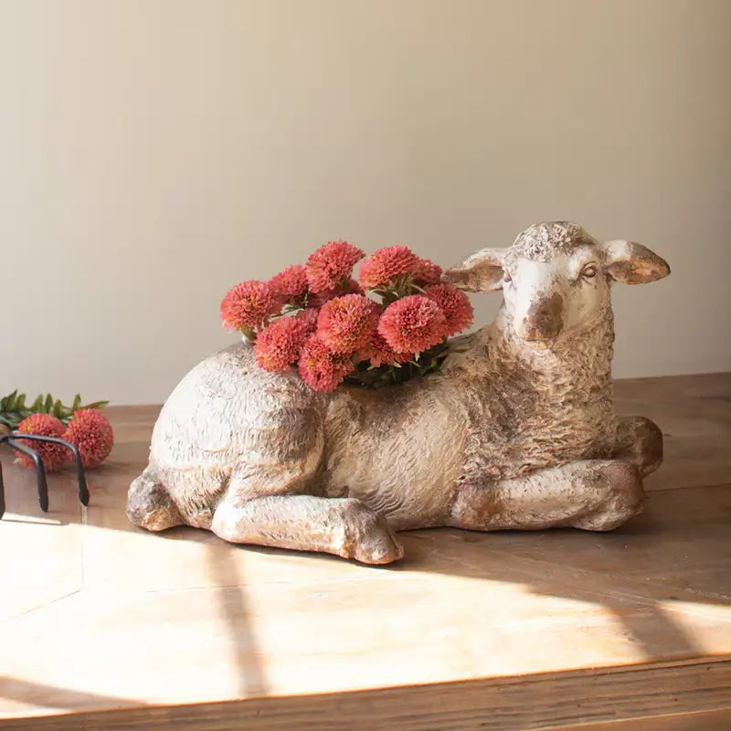 Faux Concrete Sheep Planter