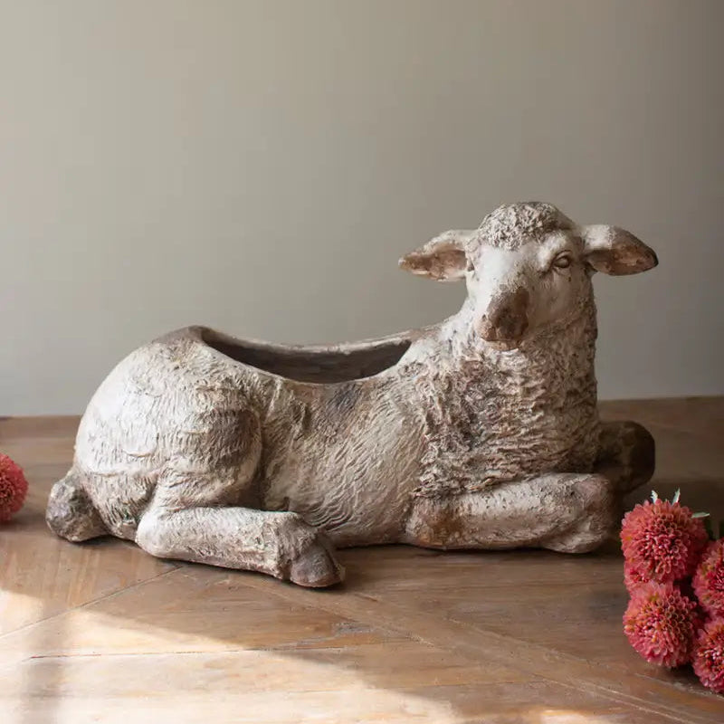Faux Concrete Sheep Planter