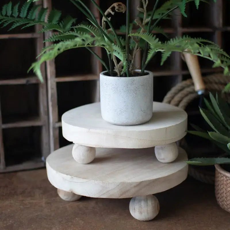 Round Wooden Riser With Ball Feet Set