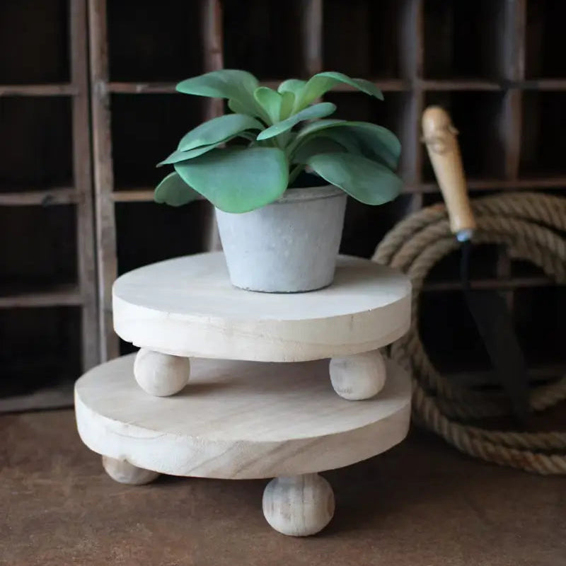 Round Wooden Riser With Ball Feet Set