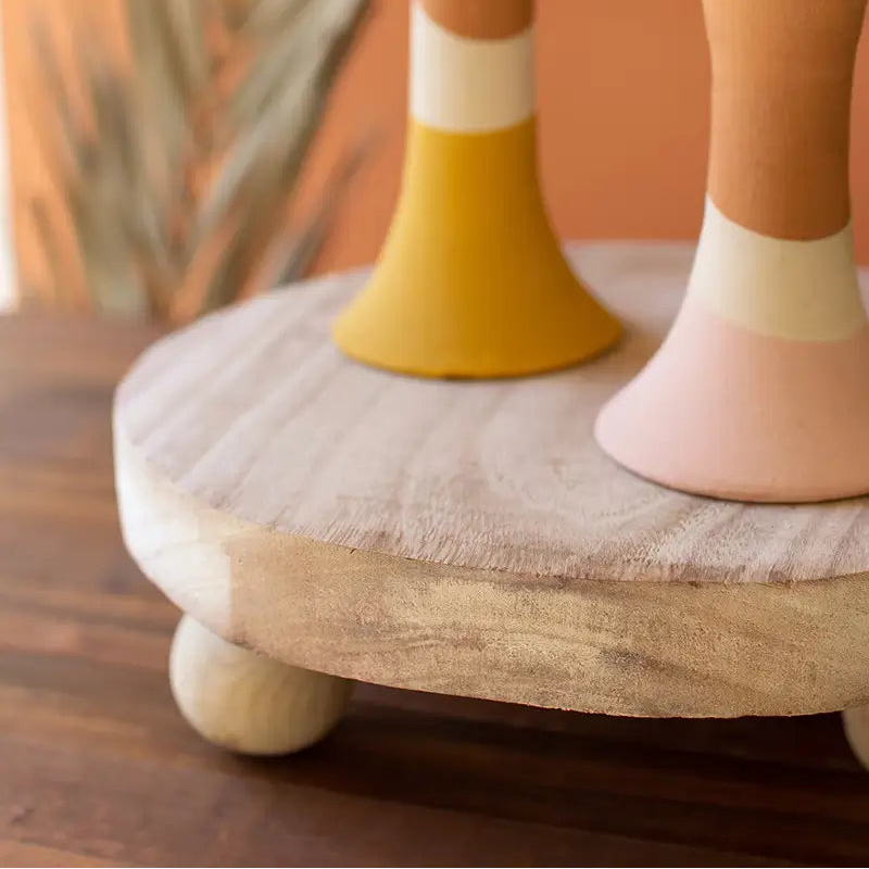 Round Wooden Riser With Ball Feet Set