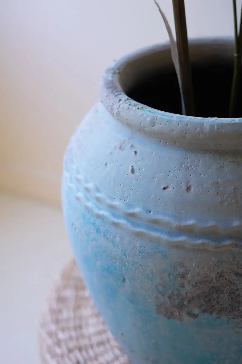 Antique Blue Ceramic Urn