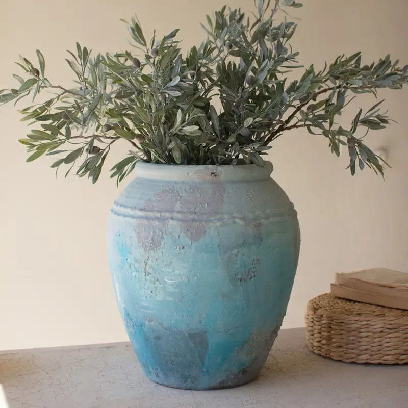 Antique Blue Ceramic Urn
