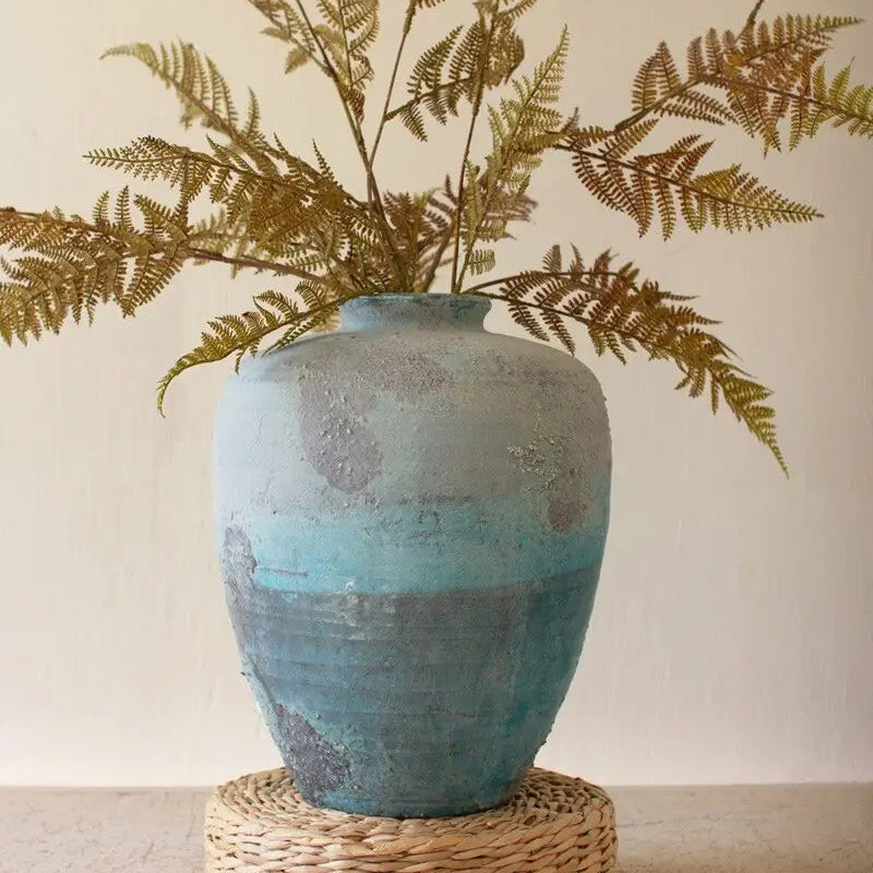 Antique Blue Ceramic Urn