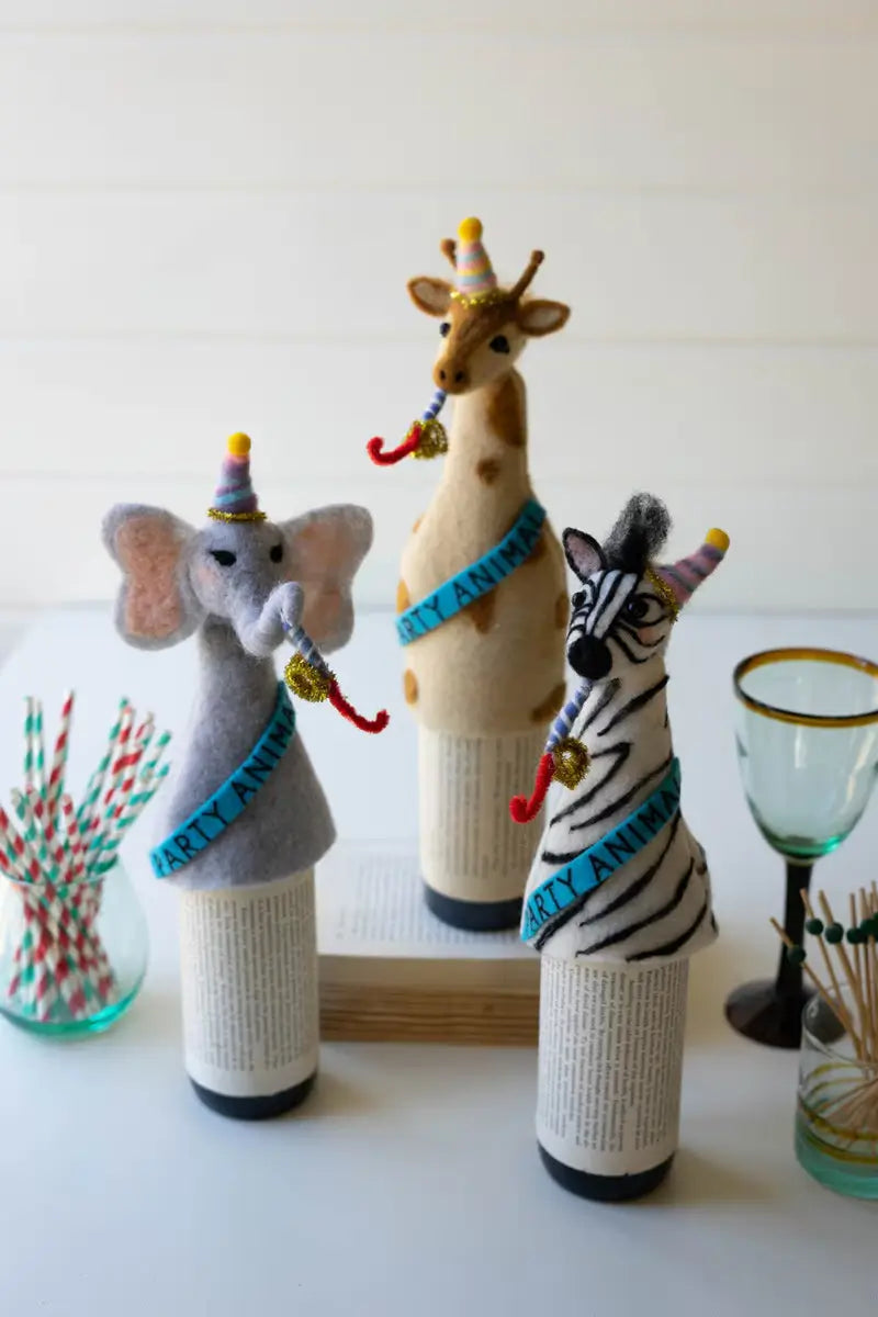 Felt Party Animal Bottle Topper Set