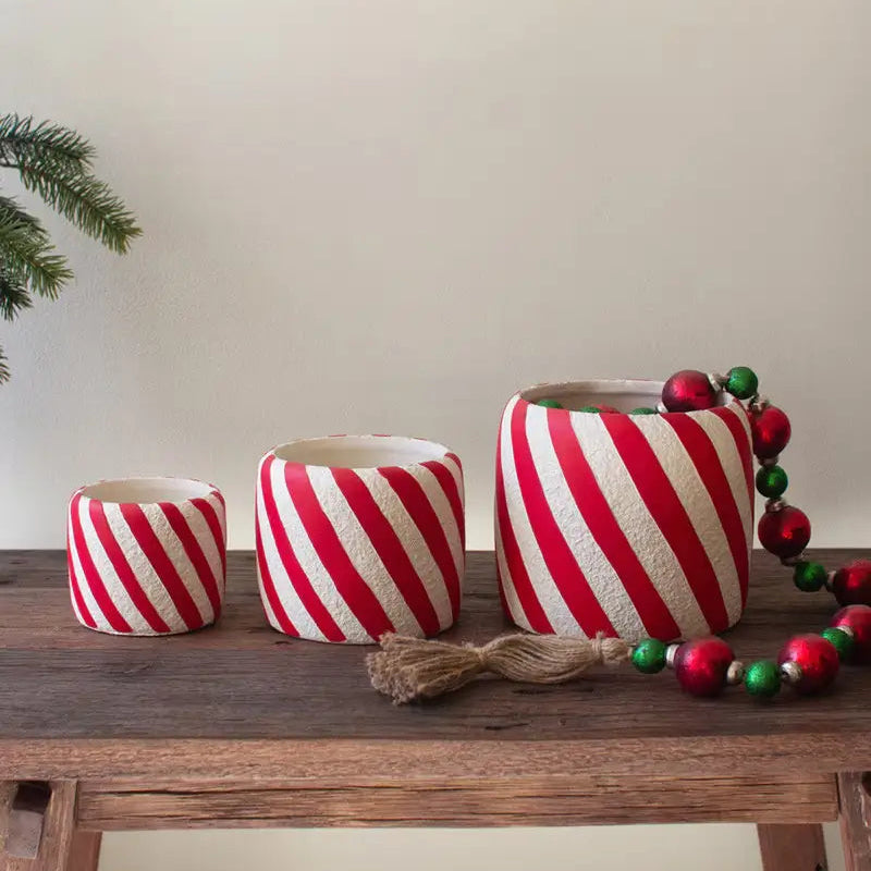 Concrete Candy Cane Planter Set