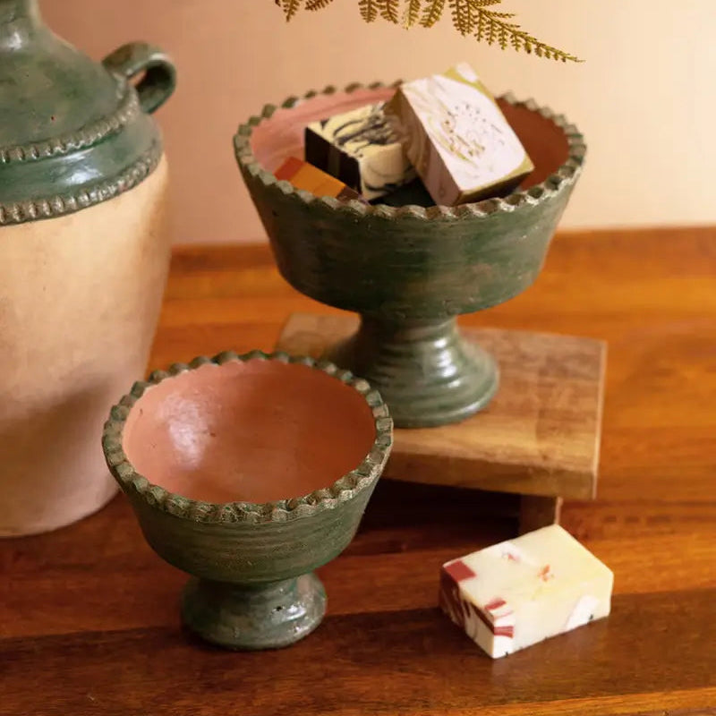 Green & Terracotta Clay Compote Set