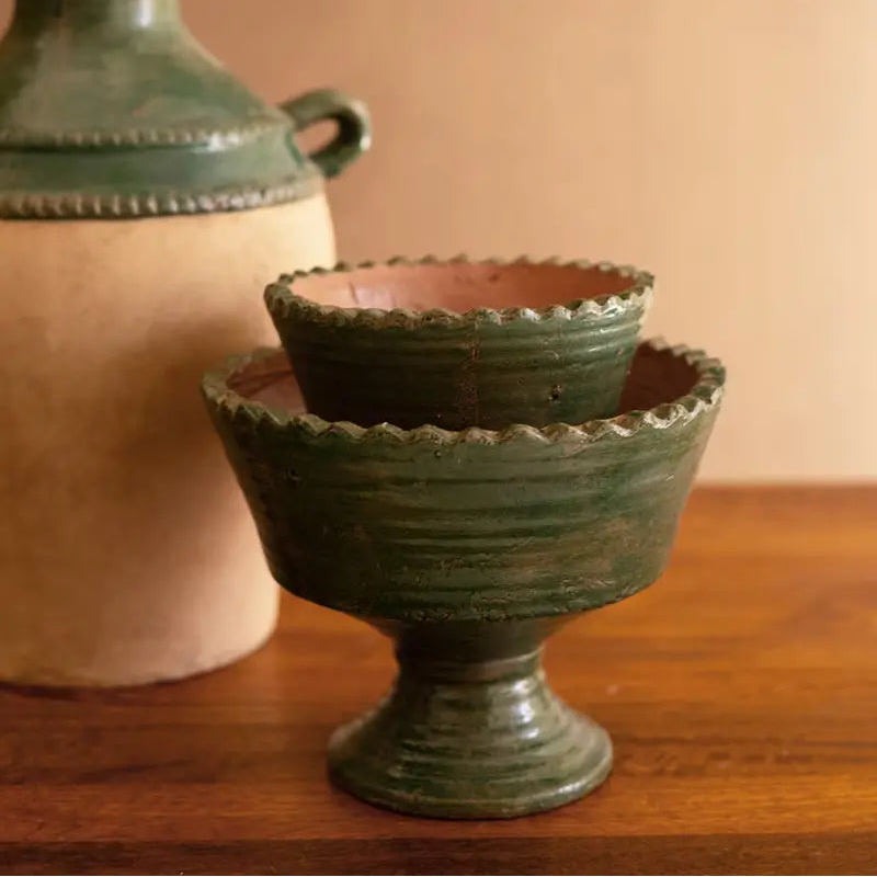 Green & Terracotta Clay Compote Set