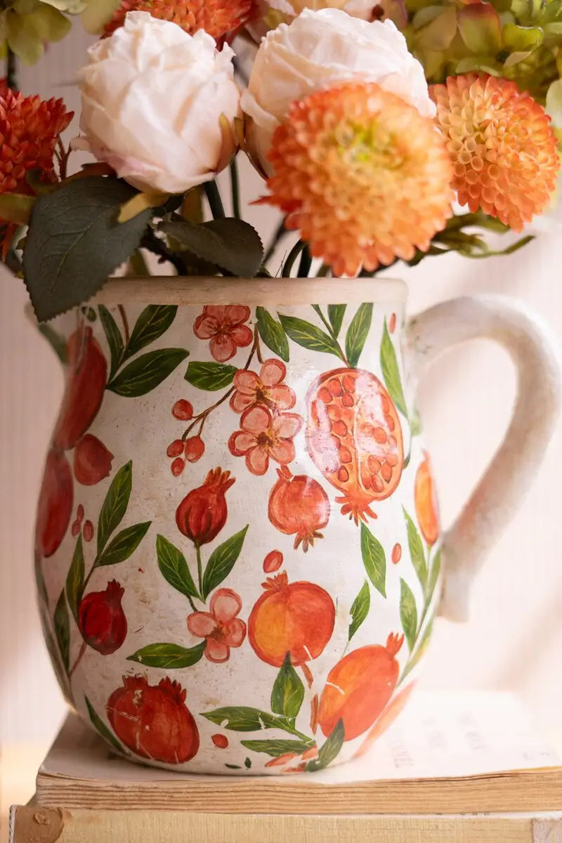 Pomegranate Cement Pitcher & Planter Set