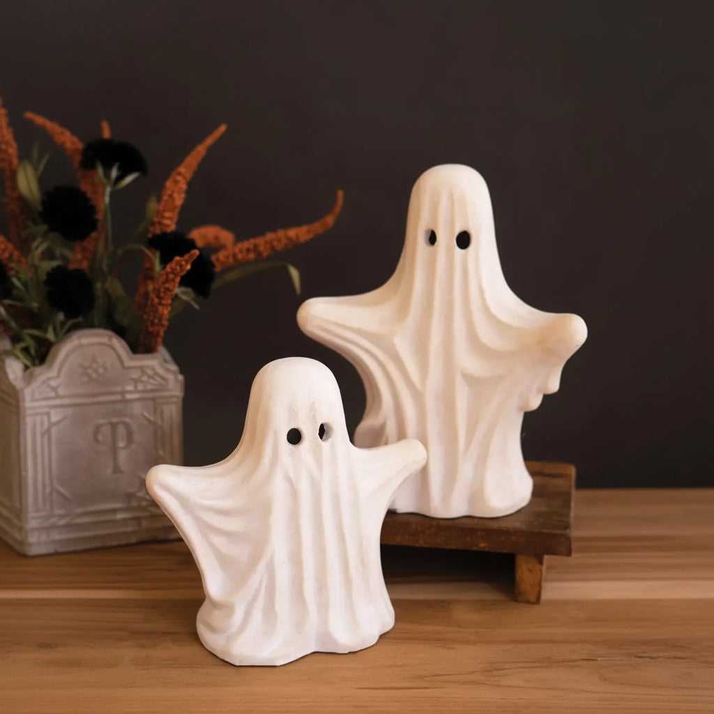 Cement Halloween Ghost Set