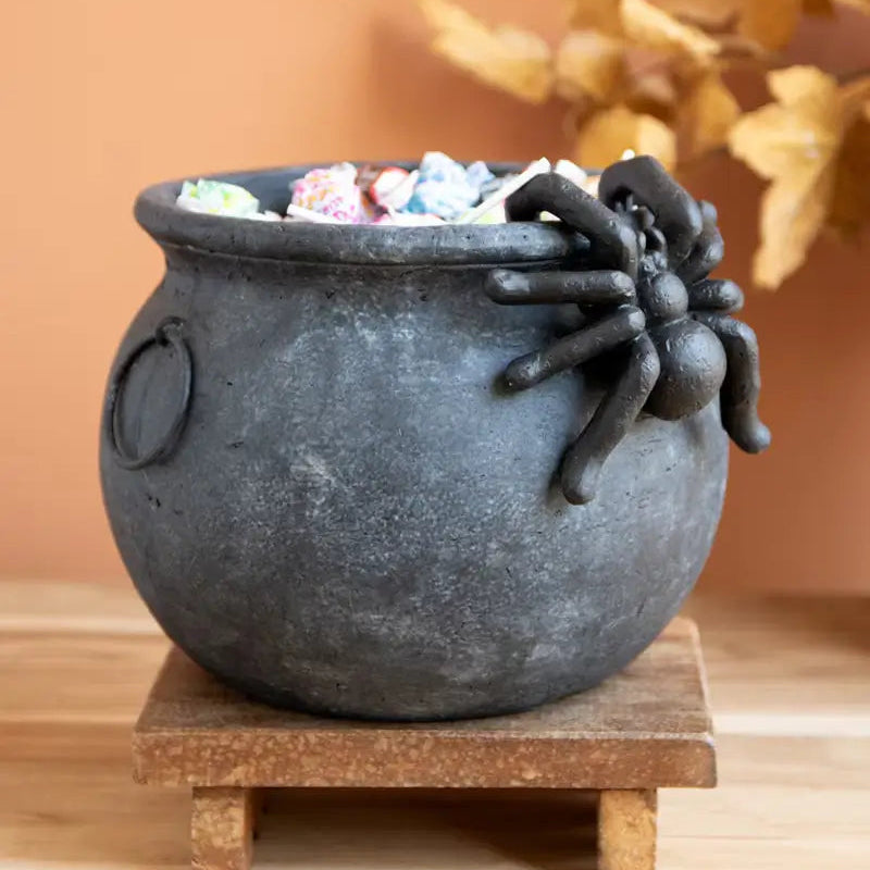 Black Terracotta Halloween Candy Cauldron