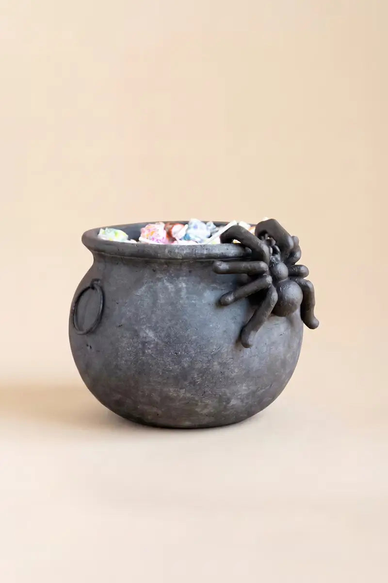 Black Terracotta Halloween Candy Cauldron