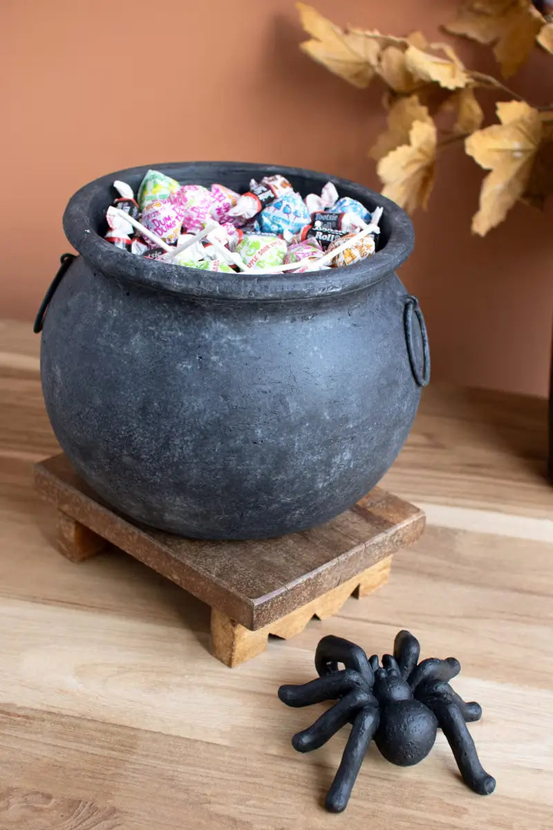 Black Terracotta Halloween Candy Cauldron