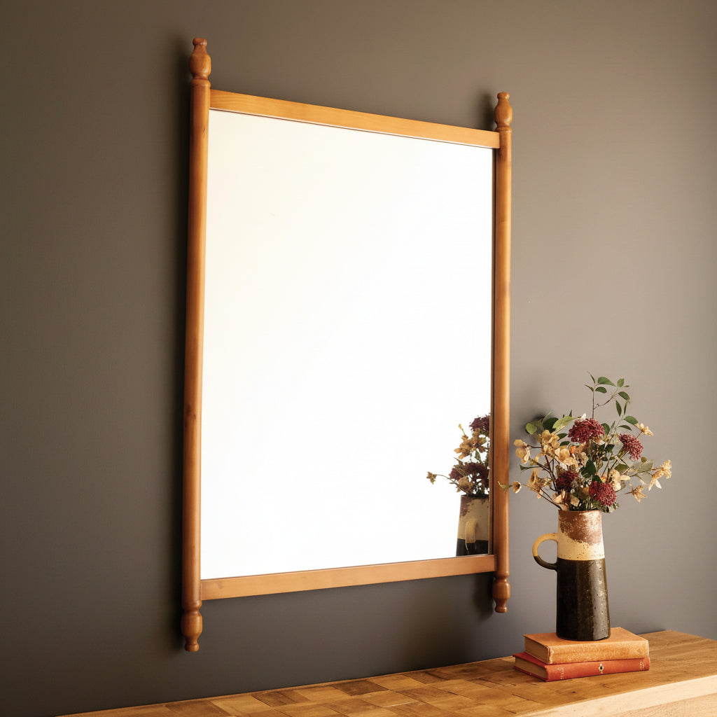 Wood Framed Finial Mirror