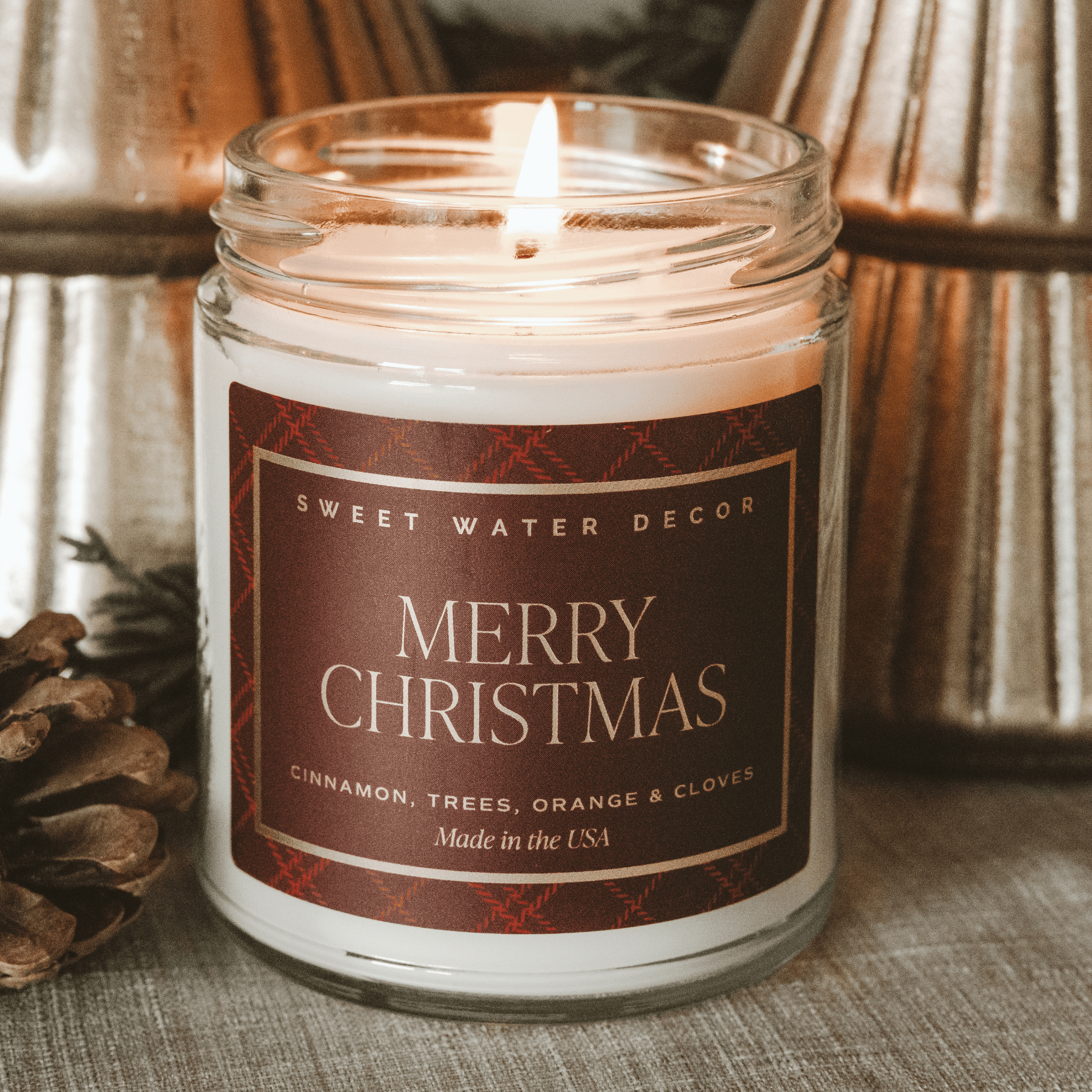 Merry Christmas Patterned Jar Candle