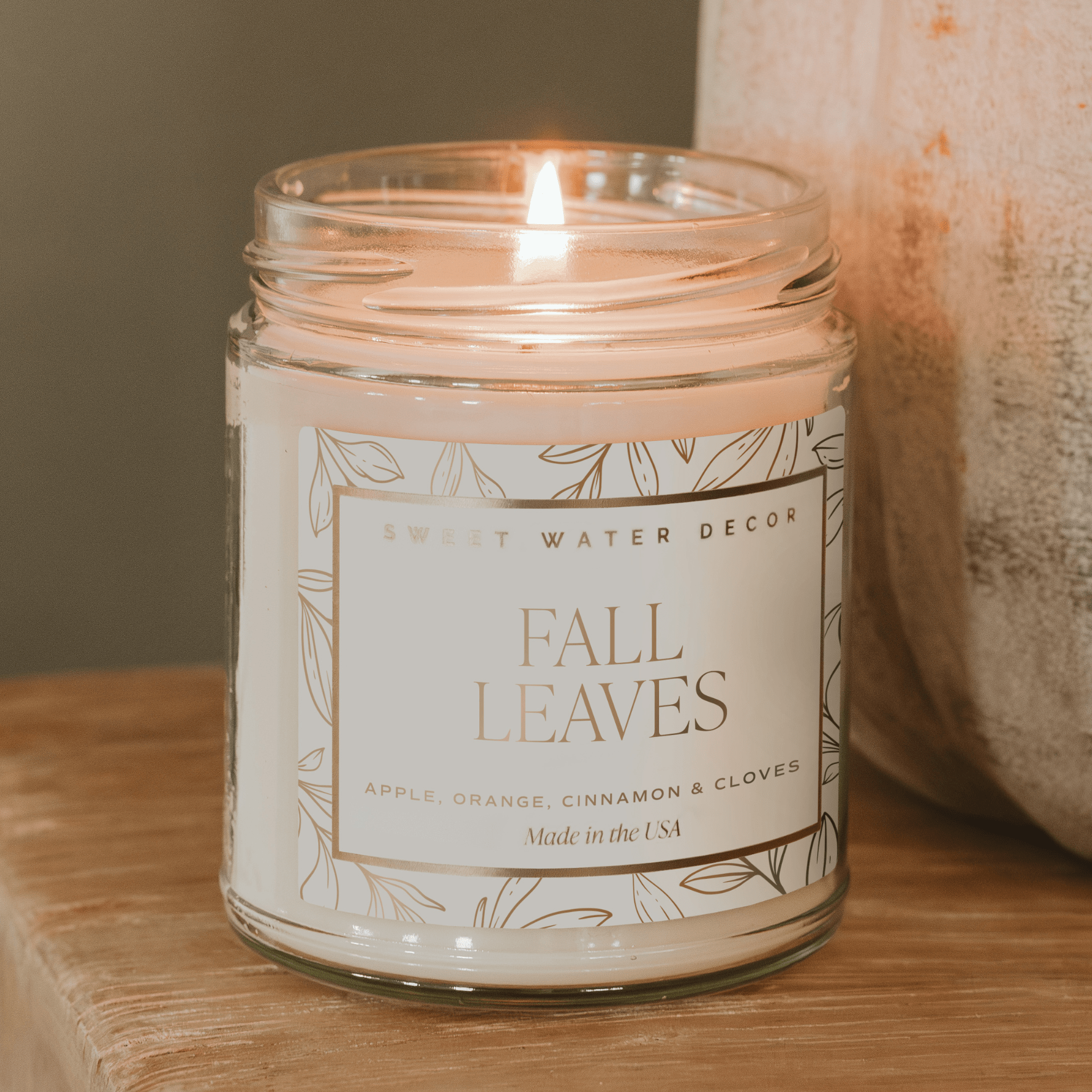 Fall Leaves Patterned  Jar Candle