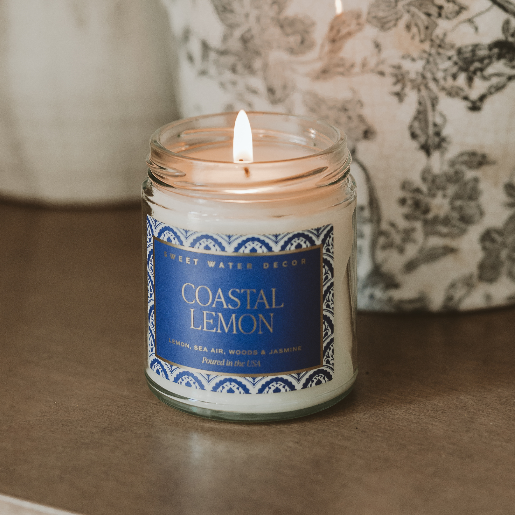 Coastal Lemon Patterned Jar Candle