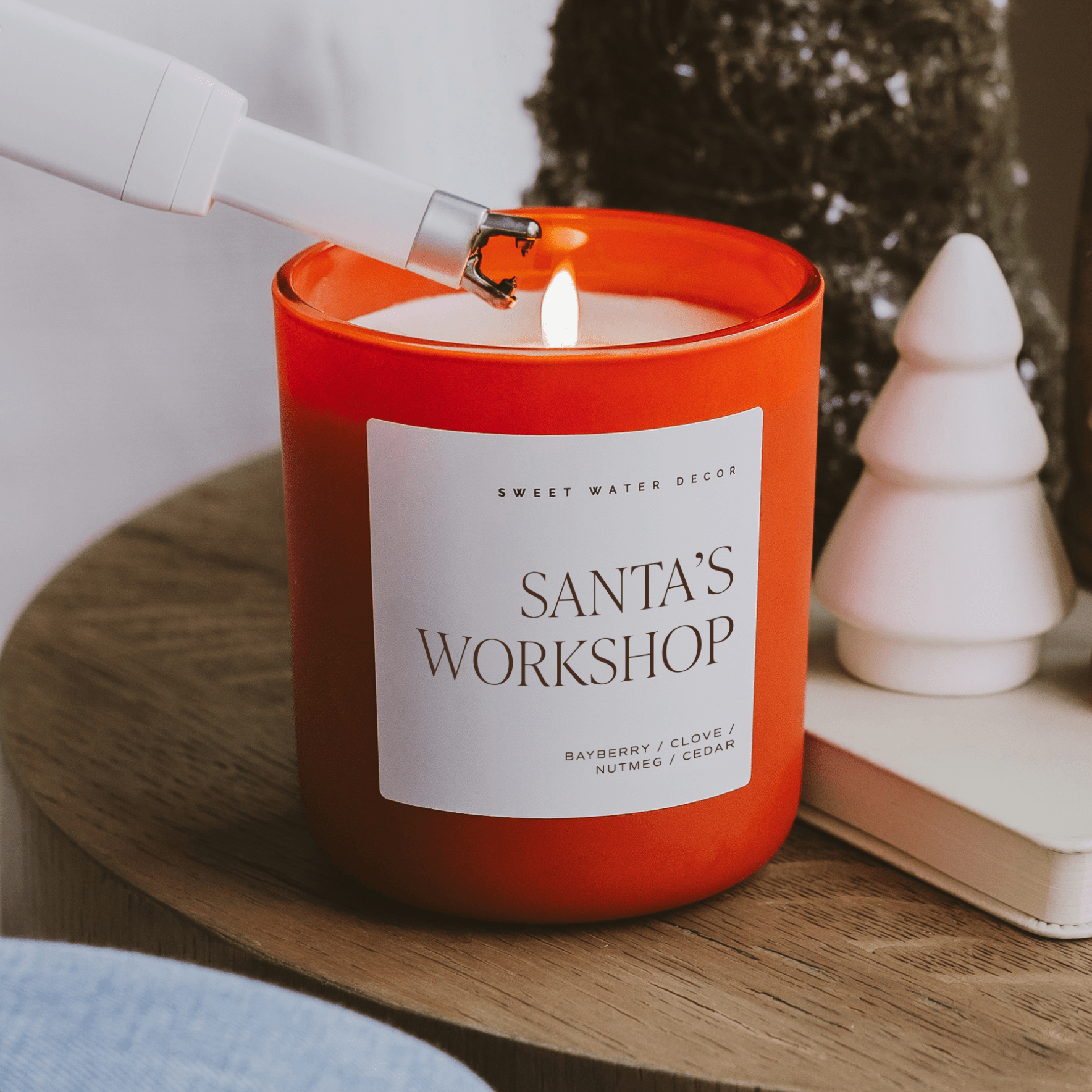 Santa's Workshop Red Matte Jar Candle