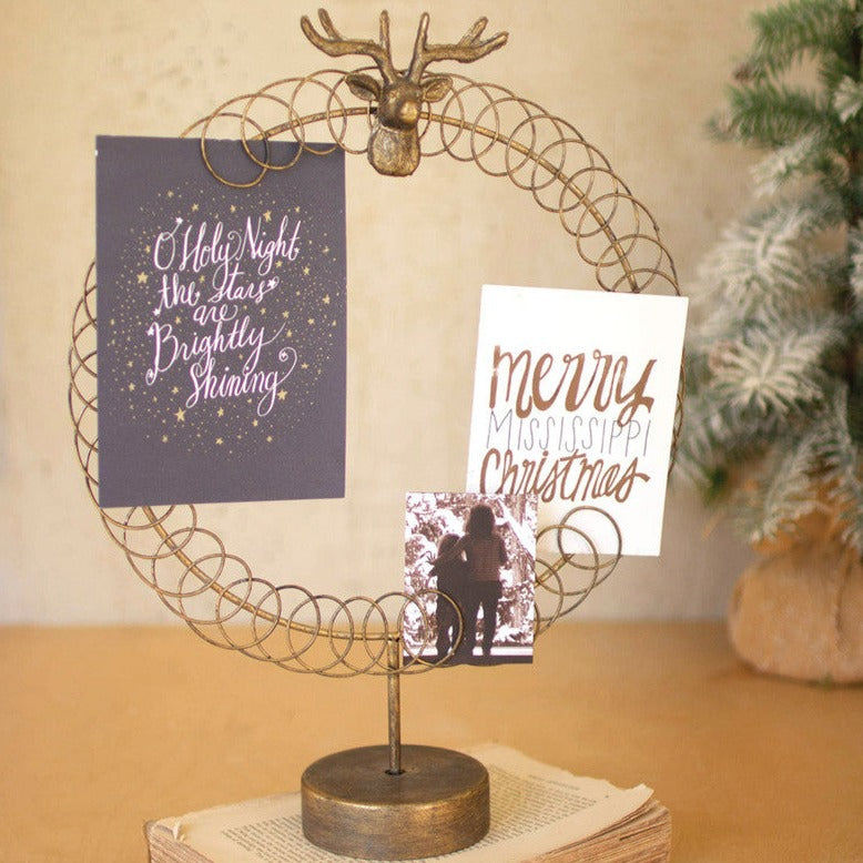 Round Wire Christmas Card Holder On Stand