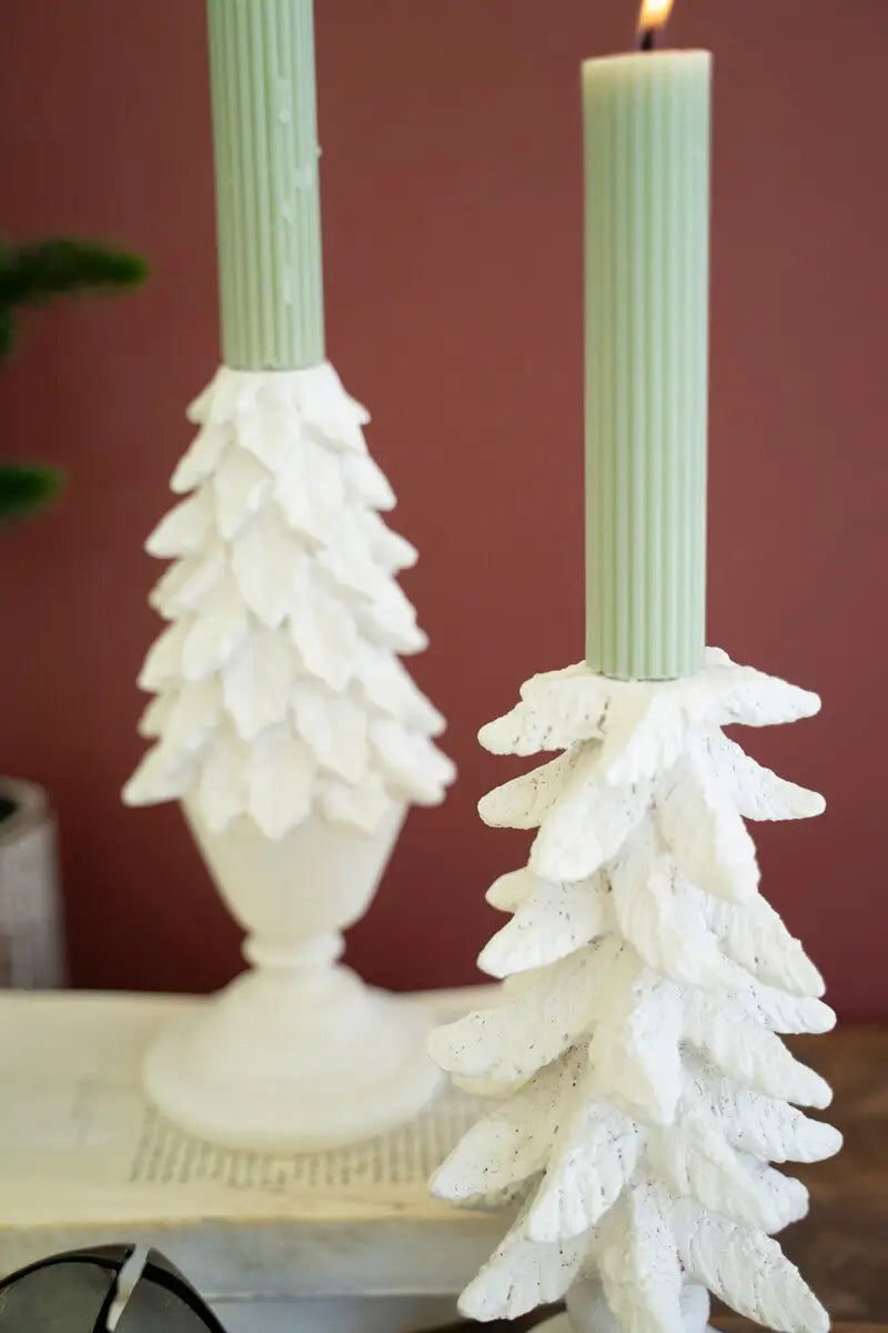Polyresin Christmas Tree Candle Holder Set