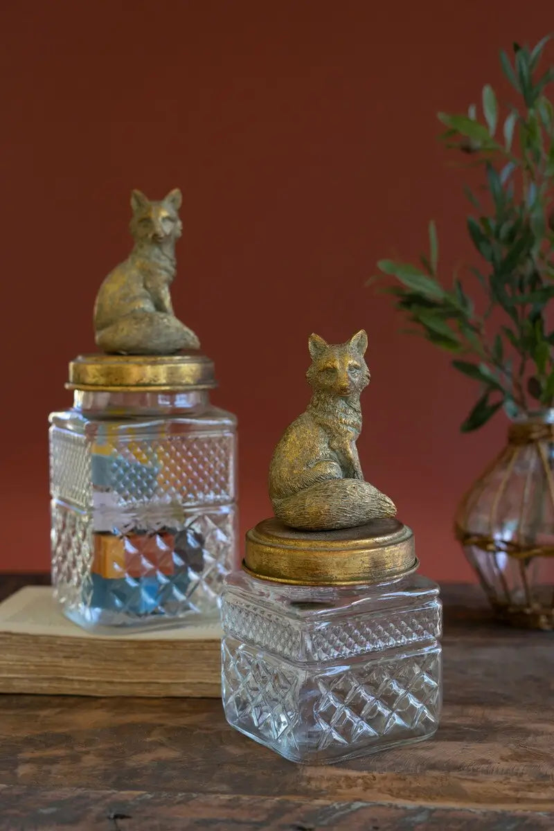 Resin & Glass Fox Canister Set