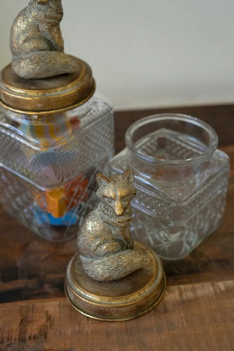Resin & Glass Fox Canister Set