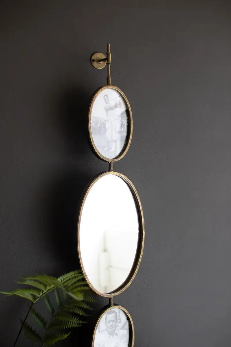 Antique Gold Rotating Wall Mirror & Photo Frames