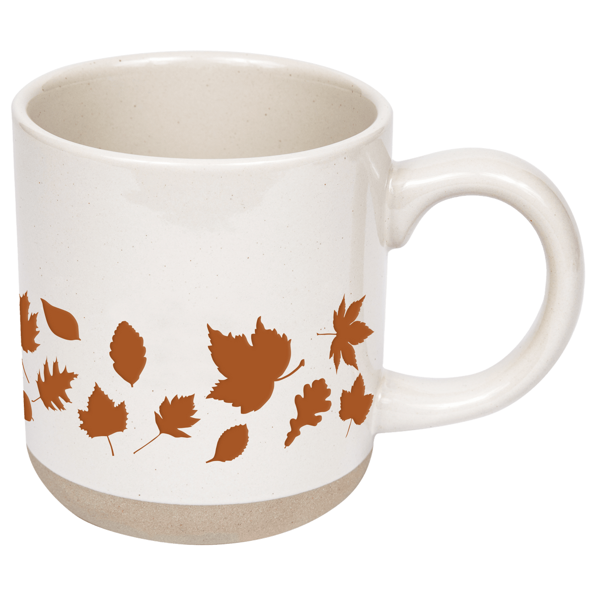Orange Leaves Cream Stoneware Coffee Mug