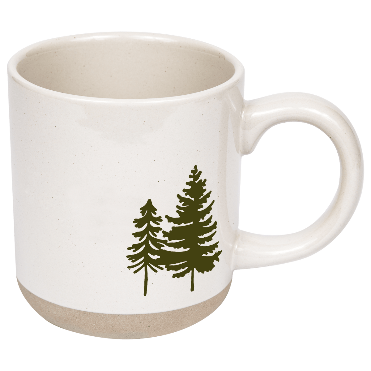 Green Trees Cream Stoneware Coffee Mug