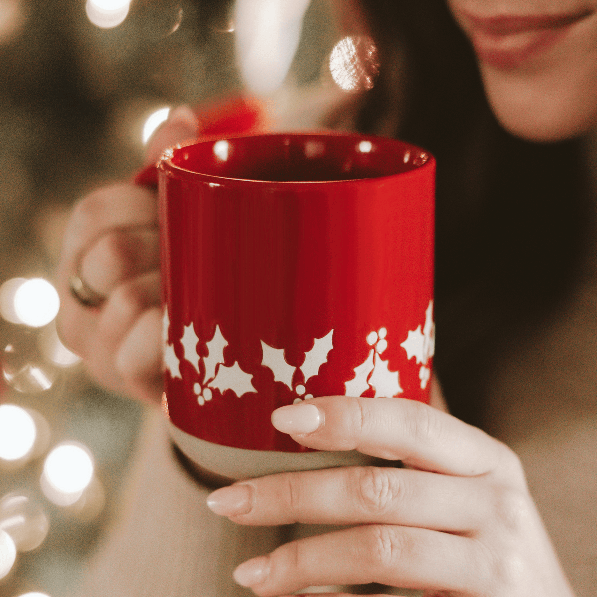 Holly Red Stoneware Coffee Mug