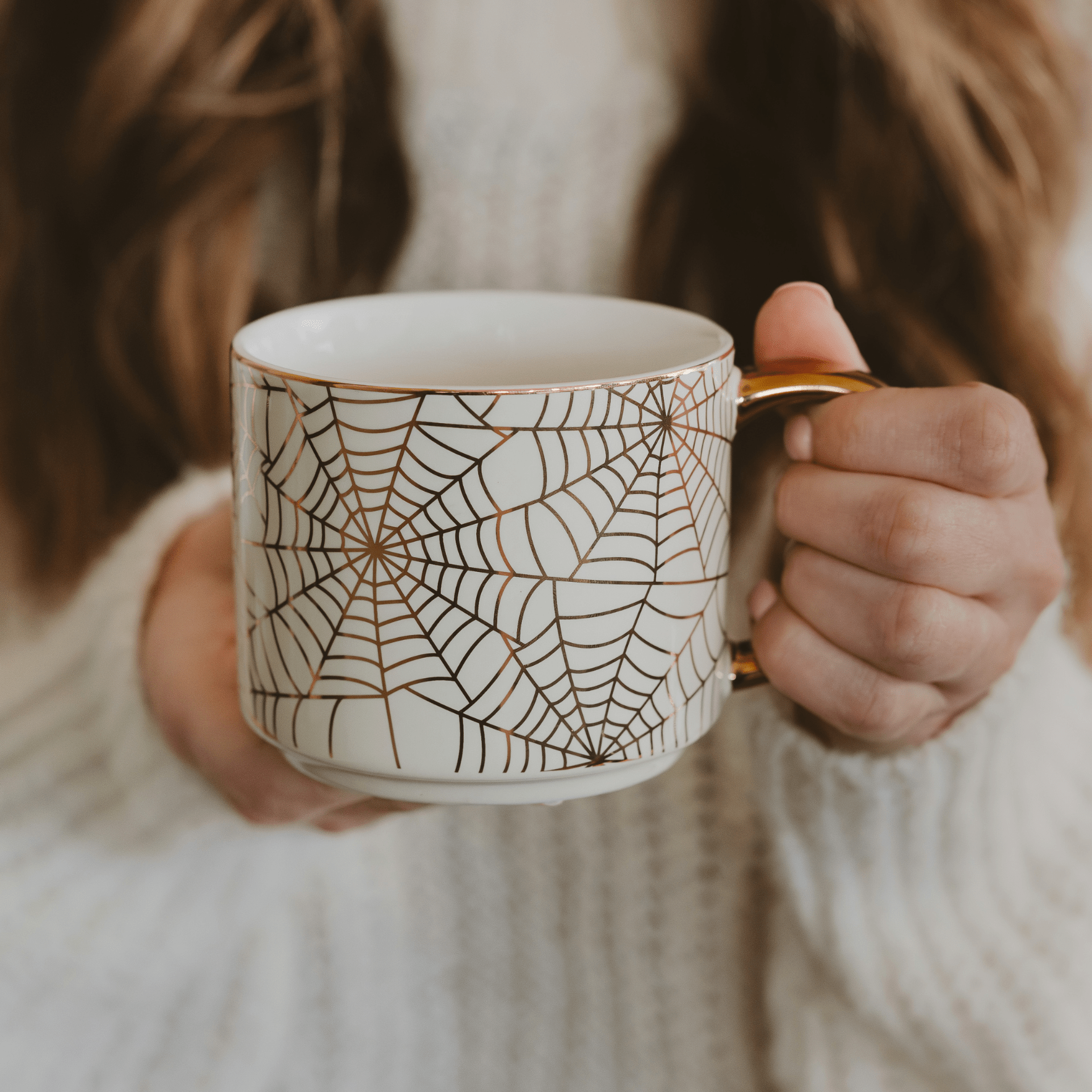 Spiderwebs Gold Handle Coffee Mug