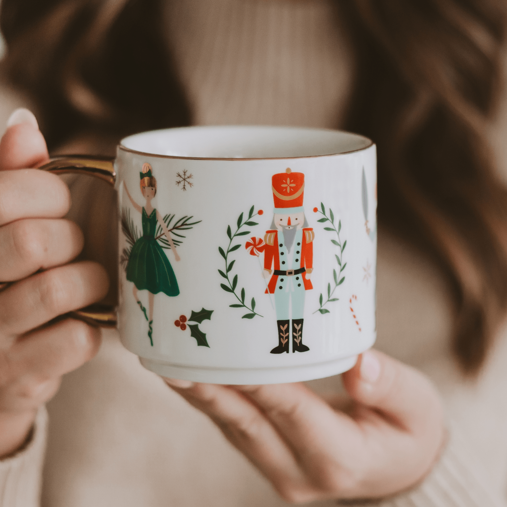 Nutcracker Gold Handle Coffee Mug