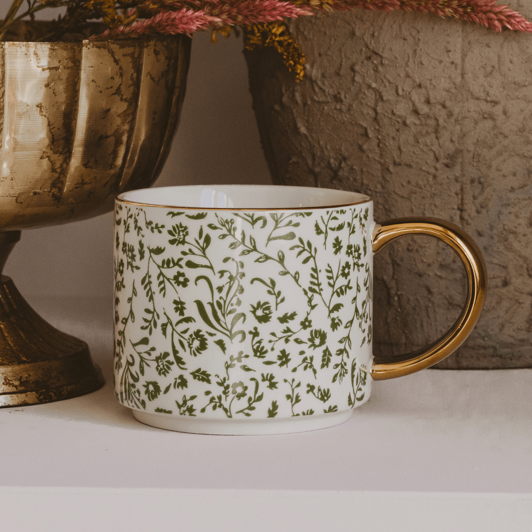 Green Ditsy Floral Coffee Mug
