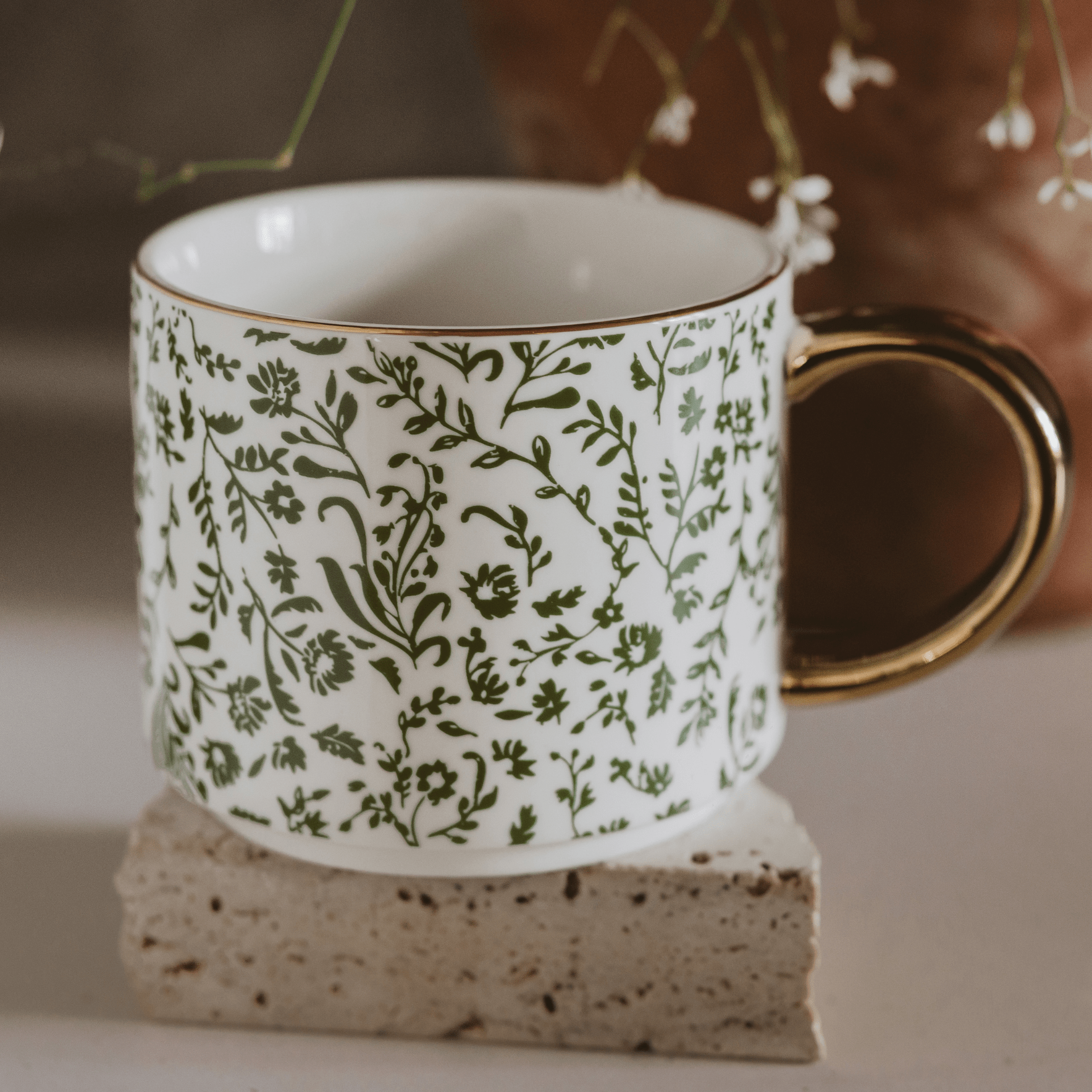 Green Ditsy Floral Coffee Mug