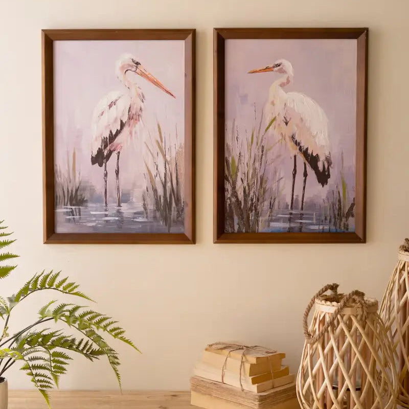 Framed Heron Paintings Set
