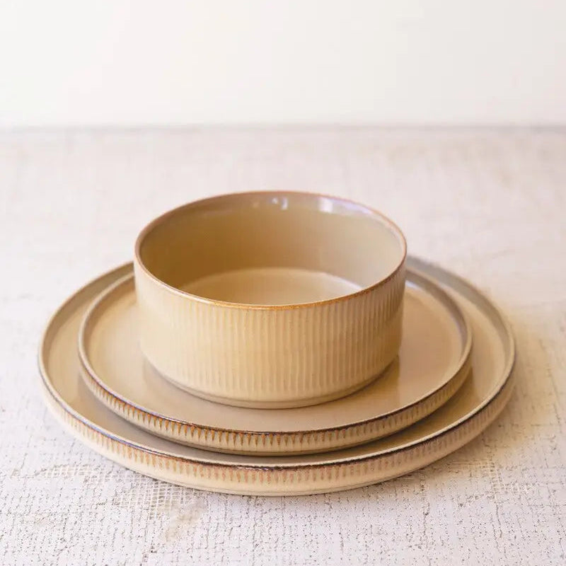 Khaki Ceramic Dinner Plate Set