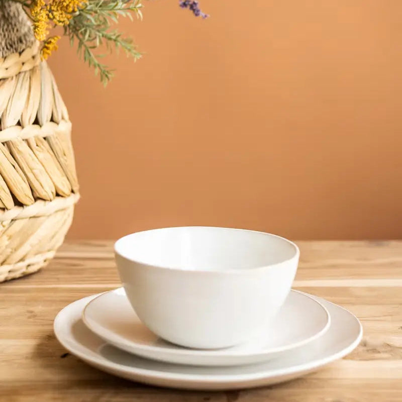 Antique White Ceramic Dinner Plate Set