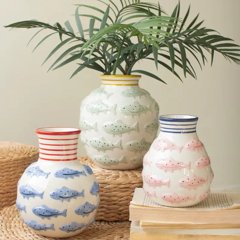 Ceramic Fish Vase Set