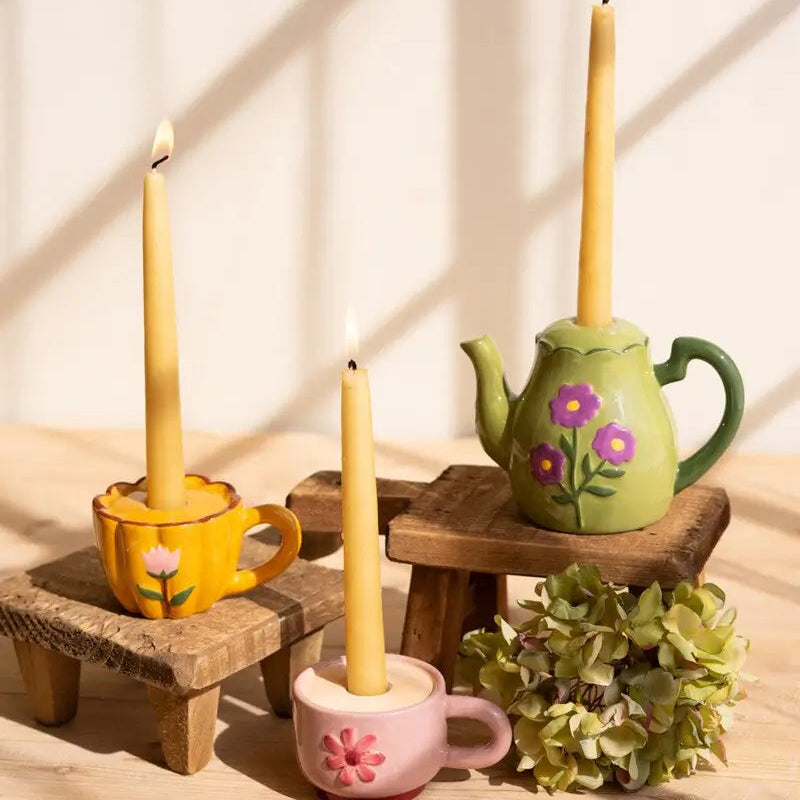 Tea Set Taper Candle Holder Set