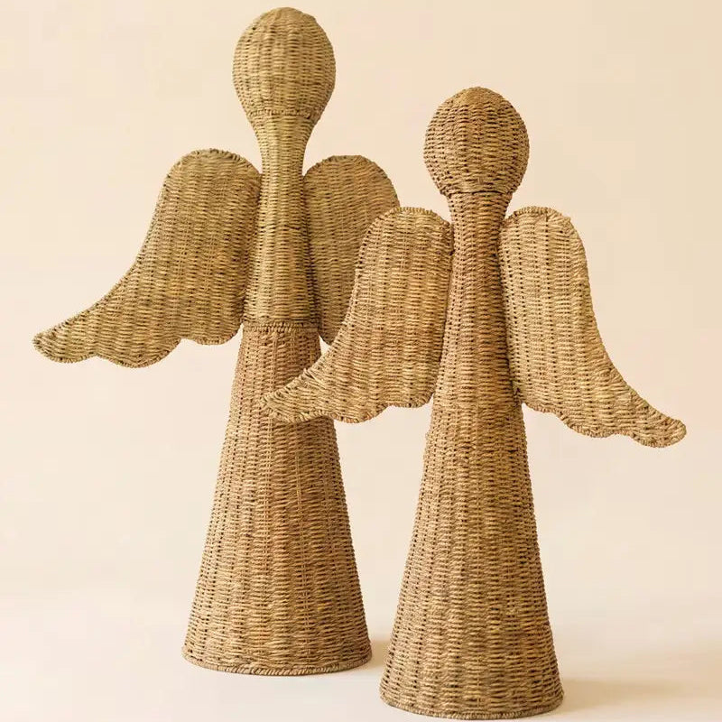Large Woven Seagrass Angel Set