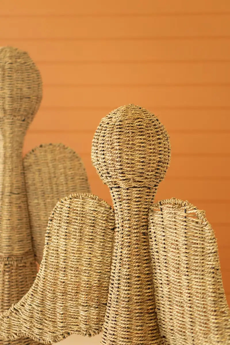 Large Woven Seagrass Angel Set