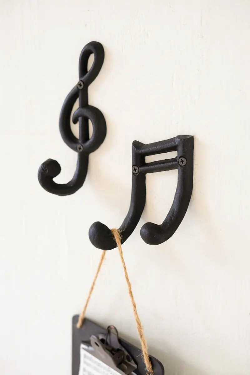 Cast Iron Musical Notes Hook Set
