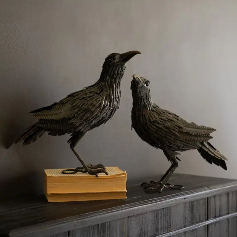 Black Metal Halloween Crow Set